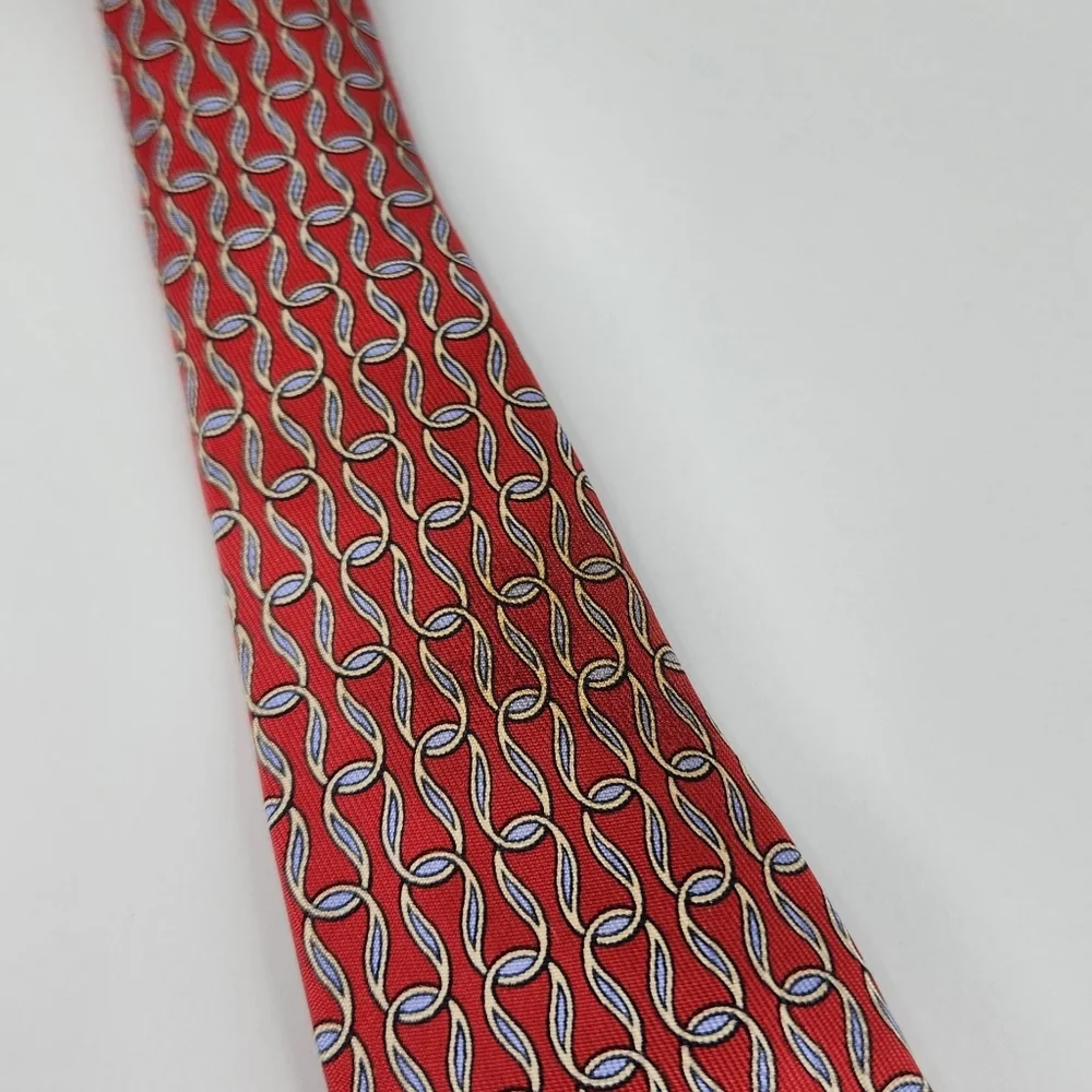 HERMES Red & Blue Silk Tie.